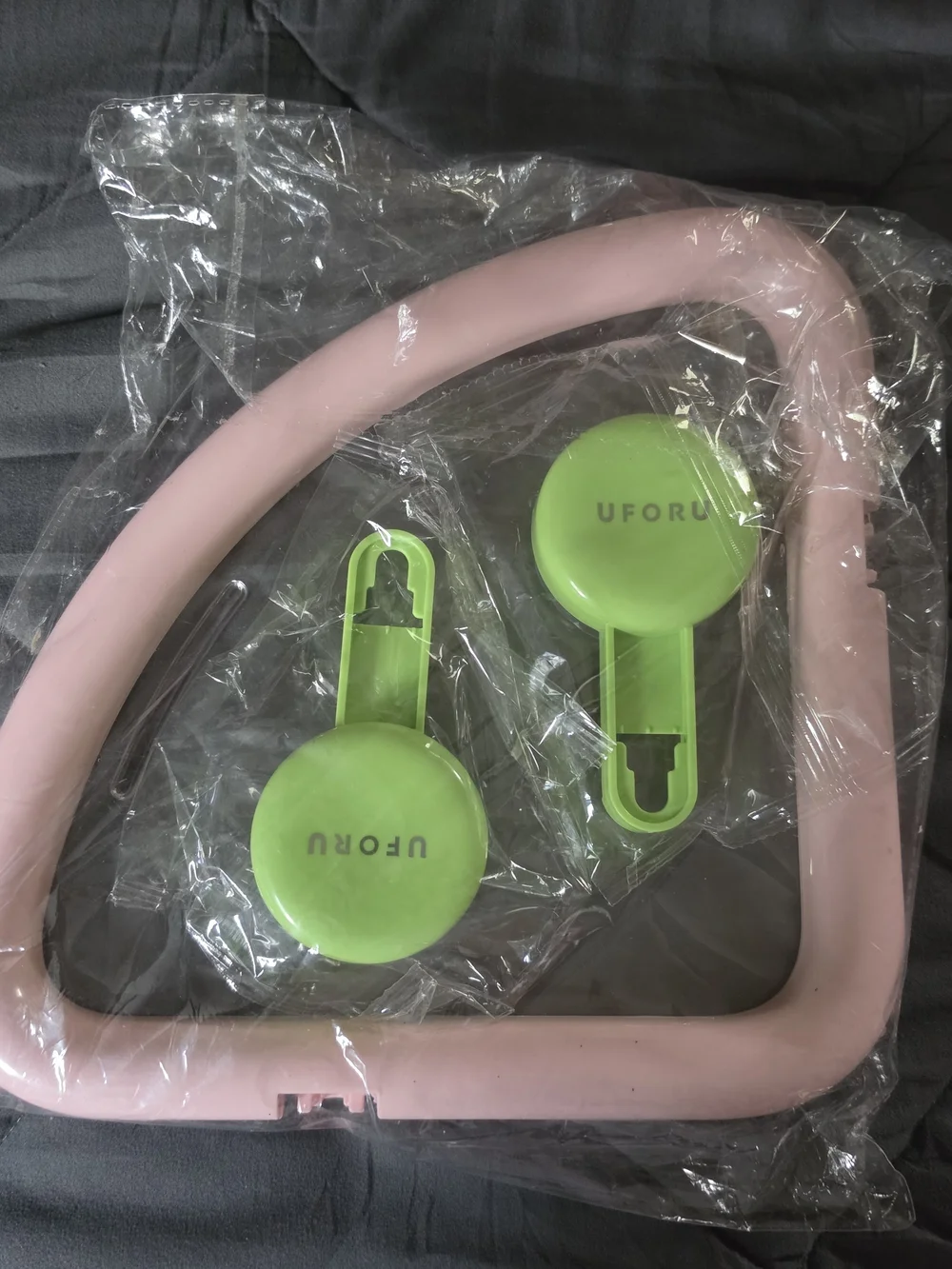 UFORU Pink Triangle Shelf with Lime Green Suction Cups